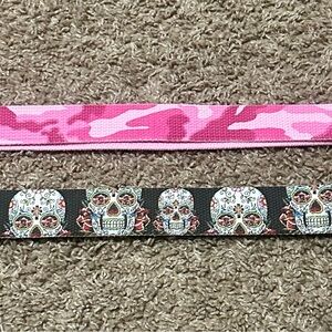 Hot topic belts pink camouflage sugar skulls tattoo punk cloth woven
